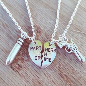 Partners in crime best friend silver necklace